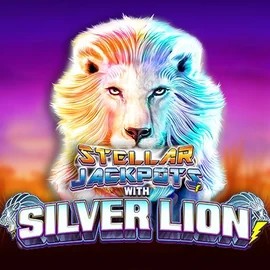 Logo of Stellar Jackpots with Silver Lion from Lightning Box Game at Buitenlands Casino
